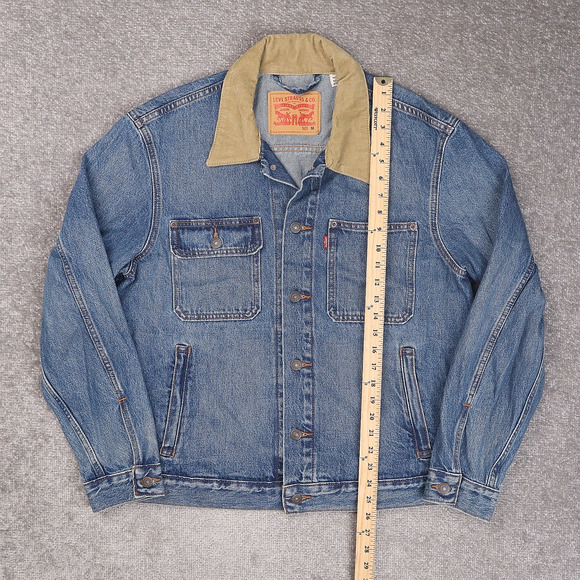 Levis LVC Type 2 Trucker Corduroy Collar Medium Blue Long Sleeve Denim Jacketa - Picture 3 of 9